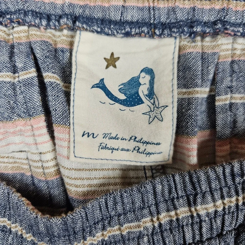 Anthropologie Mermaid Women's Striped Linen Rayon Pull On‎ Shorts Size Medium